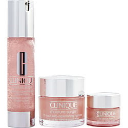 Clinique  moisture surge best set: hydrating supercharged concentrate + 72-hour auto-replenishing hydrator + all about eyes --3pcs