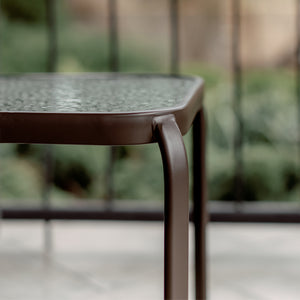 Metal Side Table Prolisok with Tempered Glass Top in Bronze