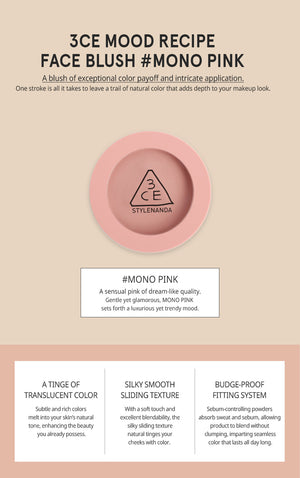 3CE NEW Mood Recipe Face Blush Style Nanda 3 Concept Eyes (Mono Pink)