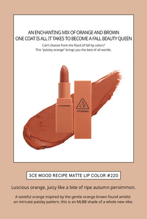 3CE Mood Recipe Matte Lip Color 3 Concept Eyes Season 2 (#220 Hit Me Up)