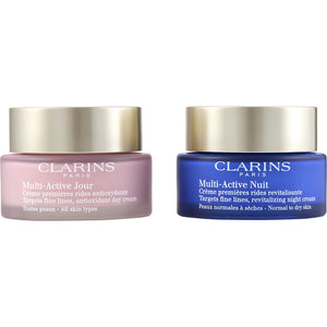 Clarins multi-active partners set: multi-active day cream 50ml/1.6oz + night cream 50ml/1.7oz  --2pcs