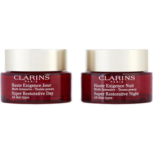 Clarins super restorative partners set: day cream + night cream for all skin types --2x50ml/1.7oz -2pcs