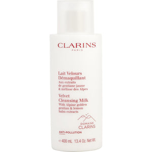 Clarins velvet cleansing milk with alpine golden gentian & lemon balm extracts  -400ml/13.4oz