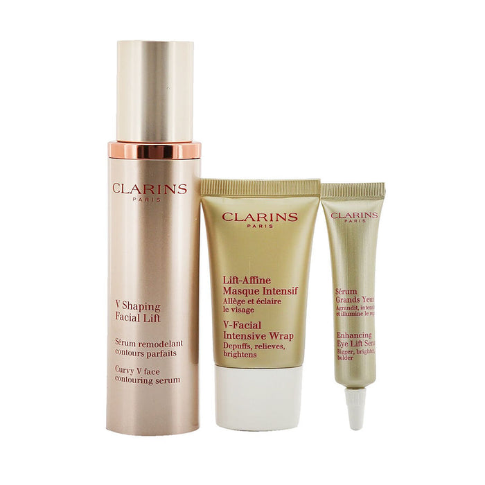 Clarins v shaping facial lift collection: v shaping facial lift 50ml+ eye lift serum 7ml+ vfacial intensive wrap 15ml+ pouch  3pcs+1pouch