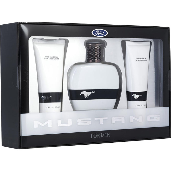 Ford mustang white by estee lauder edt spray 3.4 oz & hair and body wash 3.4 oz & aftershave balm 3.4 oz