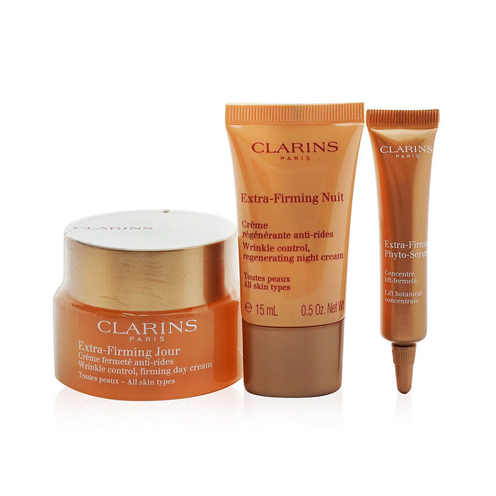 Clarins extrafirming collection: day cream 50ml+ night cream 15ml+ phytoserum 10ml+ bag  3pcs+1bag