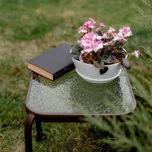 Metal Side Table Prolisok with Tempered Glass Top in Bronze