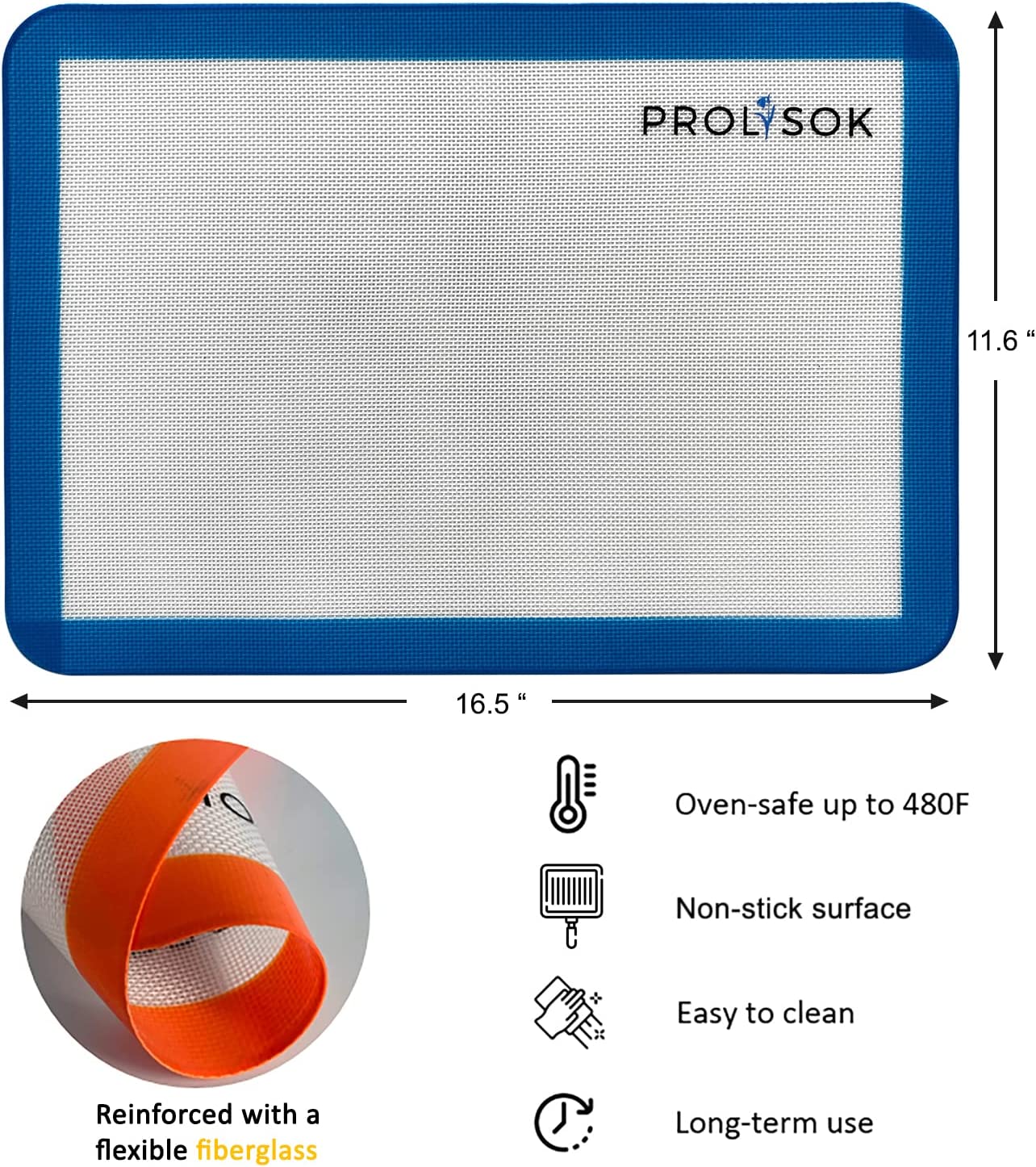 Prolisok. Silicone baking mat 2pcs Set (Half-sheet)